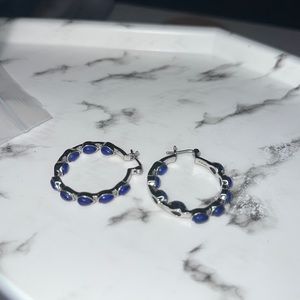 Lapis lazulli hoop earrings